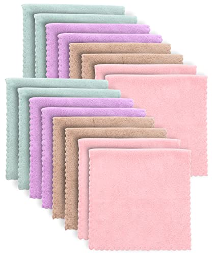 BAMBOO QUEEN Super Soft Burp Cloths 16 Pack - Thick - Extra Absorbent - Perfect Size Large 20' by 10' - Light and Easy to Carry - Milk Spit Up Rags - Burpy Cloths for Unisex, Boy, Girl - Multicolored