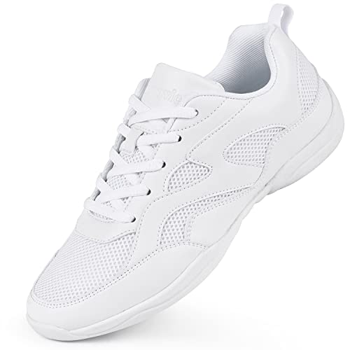 Smapavic Cheer Shoes for Women White Cheerleading Dance Shoes Training Athletic Comfortable Sneakers Size 7
