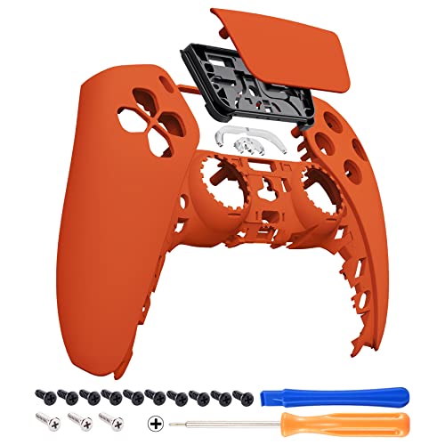 eXtremeRate Orange Soft Touch Touchpad Front Housing Shell Compatible with ps5 Controller BDM-010 BDM-020 BDM-030 BDM-040, DIY Replacement Shell Custom Touch Pad Cover Compatible with ps5 Controller