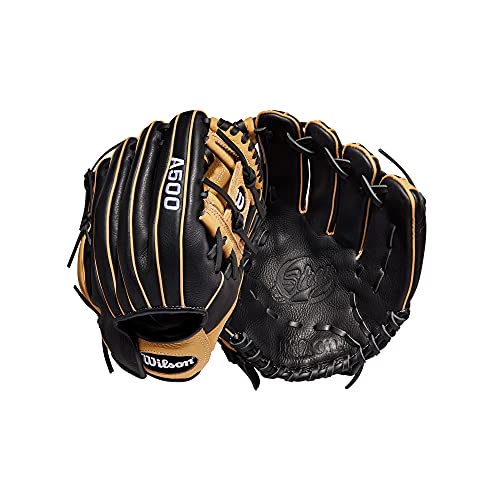 Wilson 2022 A500 Siren 11.5' Fastpitch Infield Glove - Right Hand Throw, Black/Blonde/White
