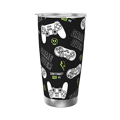 Wiqodme Joystick Gamepad Game Controller Tumbler Coffee Cup Stainless Steel Vacuum Insulated Tumbler with Lid Car Cup Travel Mug for Hot and Cold Drinks 20oz