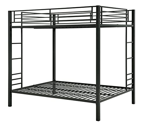 DHP Full over Full Bunk Bed for Kids, Metal Frame with Ladder (Black)