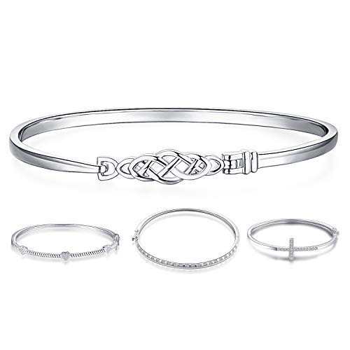 JewelryPalace Irish Celtic Love Knot Bracelet, 14k Gold Plated 925 Sterling Silver Bracelets for Women, Promise Love Bangles Bracelets for Women, Friendship Bracelets Girls, Women's Bangle Bracelets