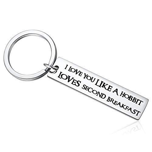 Ukodnus I Love You Like a Hobbit Loves Second Breakfast Keyring for Lord of the Rings Lover Fans Keychain Gifts Boyfriend Girlfriend Valentine's Day Present