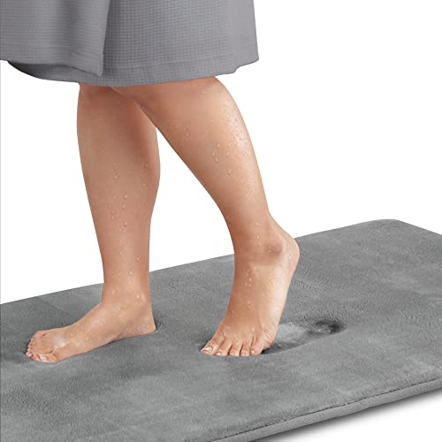 Genteele Bath Mats, Non Slip - Grey 17' x 24' Memory Foam Bathroom Rugs - Quick Dry
