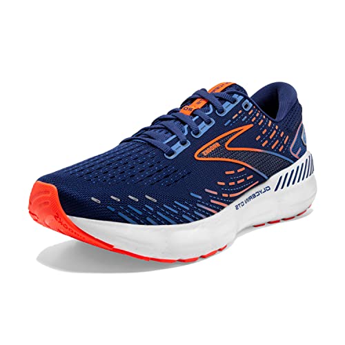 Brooks Glycerin Gts 20 Sneakers for Men - Low Top Design, Cushioned Footbed, and Synthetic Outsoles Shoes Blue Depths/Palace Blue/Orange 12.5 EE - Wide