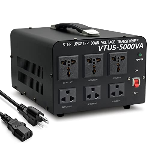 Cantonape 5000 Watt Voltage Converter Transformer - Heavy Duty Step Up/Down Convert from 110-120 Volt to 220-240 Volt and from 220-240 Volt to 110-120 Volt - Circuit Breaker Protection