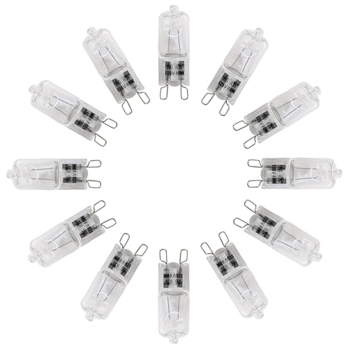 Snnalosses G9 Halogen Light Bulb 40 Watt,Long Lasting Lifespan with High Brightness 520 Lumen,CRI100 & 3000K Warm White,G9 Bulb Bi Pin Base for Chandeliers,Cabinet Lights,12Packs
