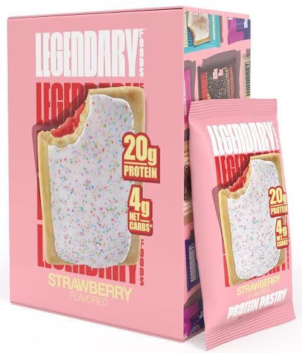 Legendary Foods 20 gr Protein Pastry | Low Carb Tasty Protein Bar Alternative | Keto Friendly | No Sugar Added | High Protein Snacks | On-The-Go Breakfast | Keto Food - Strawberry (8-Pack)