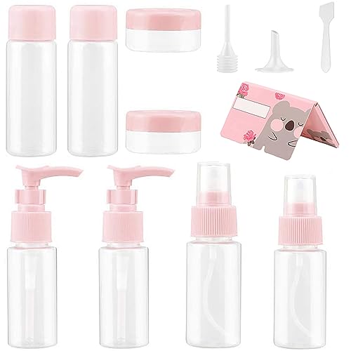 MT Healthy Travel Bottles Kit,Portable Toiletry Containers Set, TSA Approved Travel Size Bottles,Clear Flight Size Cosmetic Containers for Lotion, Shampoo, Cream, Soap, Set of 12