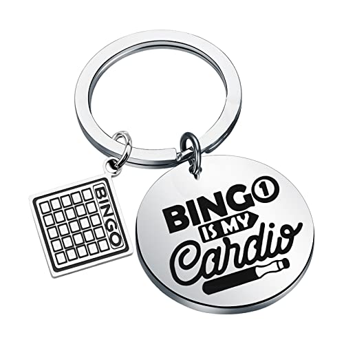 PLITI Funny Bingo Gift Bingo Gambler Gift Bingo Game Lover Gift Bingo Is My Cardio Keychain Gambling Gift (bingo cardio ky)