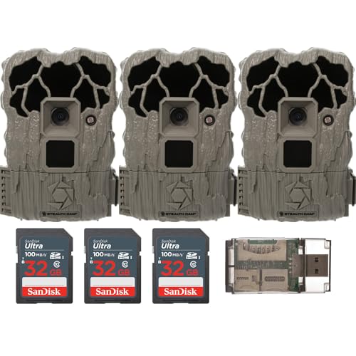 Stealth Cam STC-VL22 22MP Image 720p Video Veil Trail Camera with 80-Feet Detection and IR Range Bundle with 32GB SDHC Memory Card, and High-Speed Card Reader (3-Pack)