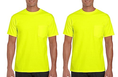 Gildan mens Dryblend Workwear T-shirts With Pocket, 2-pack T Shirt, Safety Green, X-Large US