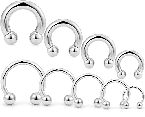 Ocptiy 0G 2G 4G 6G 8G 12G 14G 16G 20G Ear Earrings Gauges Septum Stretching Piercing Kit Surgical Stainles Steel Horseshoe cool Wide Septum Lip Ring Hoop Plug Tunnel earring Piercin Jewelry Women Men