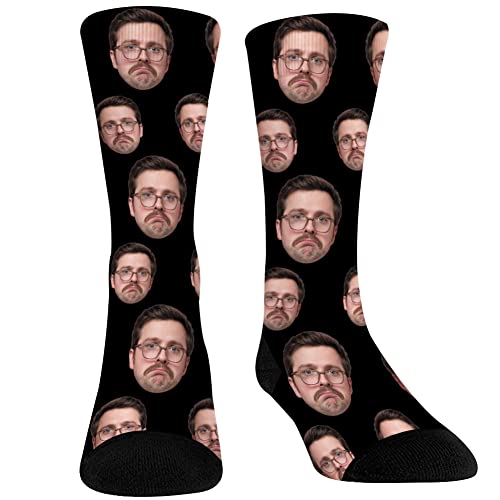 Jecivila Custom Face Socks with Photo, Personalized Funny Crew Sock - Print Your Picture, Customized Fun Gifts for Men Women