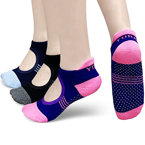 Hellomamma Yoga Socks Non Slip Skid Socks with Grips Pilates Ballet Barre Socks for Women