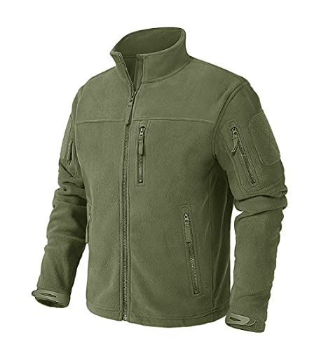 CRYSULLY Mens Winter Jackets Full Zip Up Coat Hiking Tactical Jackets Casual Jacket Green
