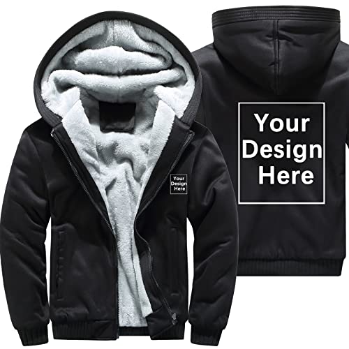 ALRRGPB Custom Hoodies for Men Personalized Jacket Design Your Own made Sweatshirt Fleece Full Zip Winter Baseball Coat
