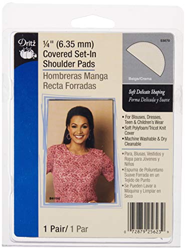 Dritz 53070 Shoulder Pads, Covered Set-in, 1/4-Inch, 1/4', Natural