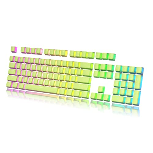 HK Gaming Pudding Keycaps Set | Doubleshot PBT Keycap Set | Full 108 OEM Profile Key Set | ANSI US-Layout | for Mechanical Keyboard | Compatible with Cherry MX, Gateron, Kailh, Outemu | Pistachio