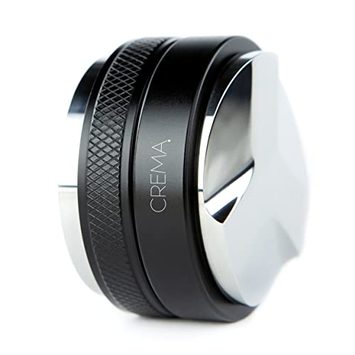 Crema Coffee Products - 53.3mm Coffee Distributor/Leveler & Hand Tamper - Fits 54mm Breville Portafilters - Double Sided, Adjustable Depth - Beautiful Espresso Hand Tampers, Black