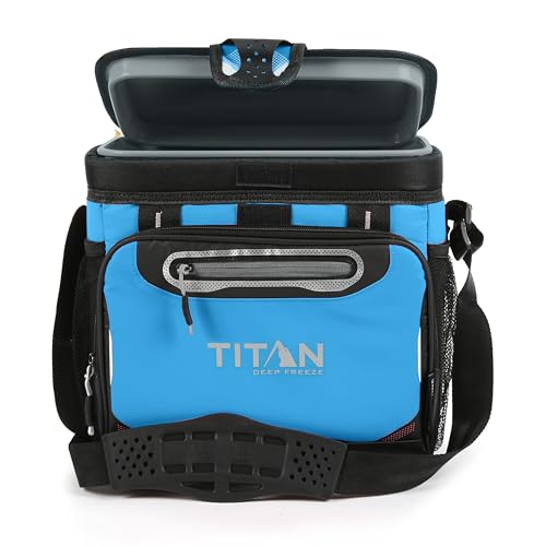 Arctic Zone Titan Deep Freeze Cooler - 16 Can Zipperless Hardbody Cooler - Process Blue Cooler with Deep Freeze Insulation, HardBody Liner, and SmartShelf