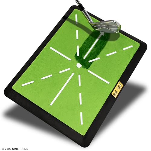 NINE + NINE Premium Golf Swing Detection Mat - Golf Training Mat - Golf Accessories for Men & Women - Divot Training Board & Training Aid for Indoor & Outdoor Practice - Durable Replaceable Sheets