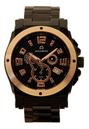 ACCURATIC Exquisite Men's Stainless Steel Wrist Watch with Swiss Ronda 5030 Chrono Movement
