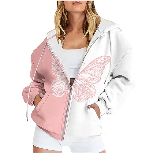 JDHUFEI jacket deals holiday outfits holiday sweatshirt for women Womens Zip Up Hoodies Teen Girls Fall Oversized Sweatshirt Casual Drwastring Y2k Clothes Halloween Jacket With Pocket