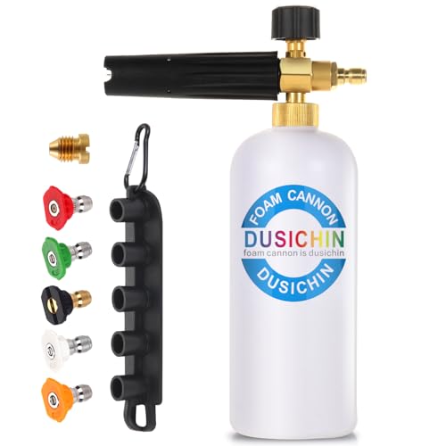 DUSICHIN SFL-001 Foam Cannon Snow Foam Lance Pressure Washer Jet Wash Quick Release Adjustable Nozzle 1/4 Inch Male Fitting Foam Dispenser