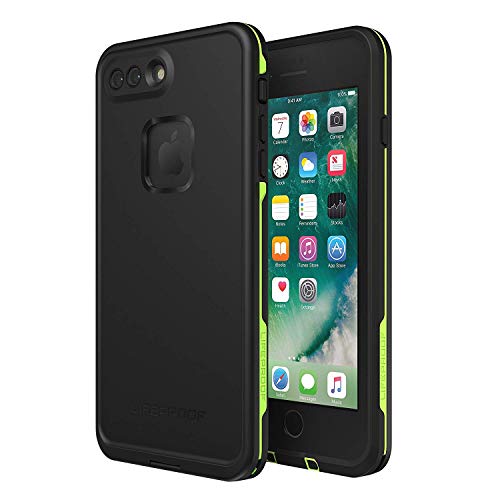 LifeProof iPhone 8 PLUS & iPhone 7 PLUS (ONLY) FRĒ Series Case - NIGHT LITE (BLACK/LIME), waterproof IP68, built-in screen protector, port cover protection, snaps to MagSafe