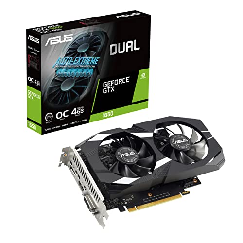 ASUS Dual GeForce GTX 1650 V2 OC Edition 4GB GDDR6 (PCIE 3.0, 4GB GDDR6 Memory, HDMI 2.0b, DisplayPort 1.4a, DVI-D, IP5X Dust Resistant, Auto-Extreme)