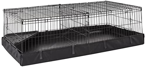 Amazon Basics Canvas Bottom Guinea Pig Pet Cage with Divider Set, Black, 47.64'L x 24.21'W x 13.98'H