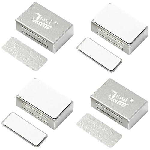 Cabinet Magnetic Catch Adhesive Jiayi 4 Pack Magnetic Door Catch Cabinet Door Magnet Latch Stainless Steel Kitchen Magnetic Latch for Cupboard Magnetic Closure Closet Door Closing for Drawer