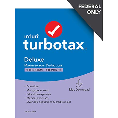 [Old Version] TurboTax Deluxe 2020 Desktop Tax Software, Federal Returns Only + Federal E-file [Amazon Exclusive] [MAC Download]