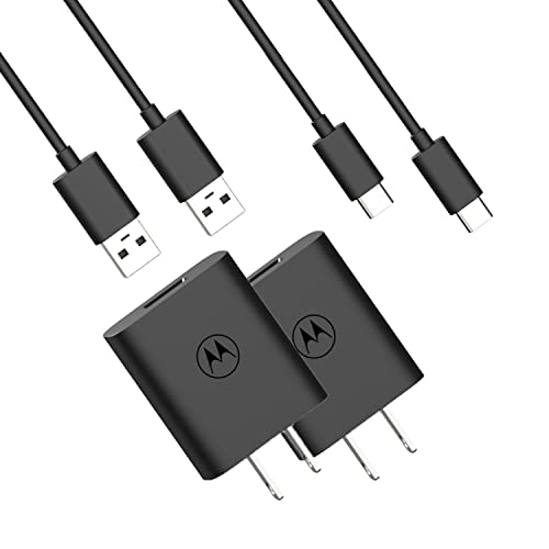 (2-Pack) Motorola TurboPower 20 QC3.0 Charger with 6.6ft USB-A to USB-C cables for Moto G Play 2023, G Power (2022/2023 5G), G Stylus (2022/2022 5G/2023/2023 5G), G 5G 2022/2023, Edge/Edge+ 2022/2023