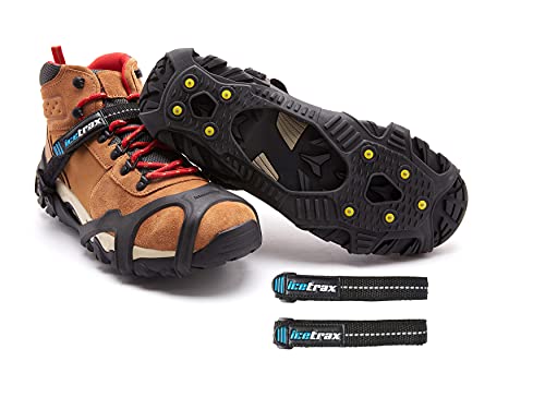 ICETRAX V3 Tungsten Crampons with Straps Combo Pack, Ice Cleats for Shoes and Boots - Ice Grips for Snow and Ice, Non-Slip Shoe Grippers with Reflective Heel