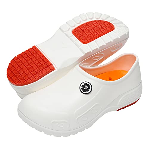 YUNGPRIME Men's and Women's Slip-Resistant Work Shoes - Nursing - Chef Shoes White