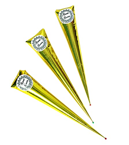 ALMAS Henna Cones / tubes 100% natural, ready to use paste hair color hair dye-reddish brown color for women, 3 PACK, 30g Each