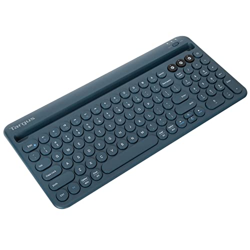 Targus Bluetooth Keyboard with Tablet/Phone Cradle, Multi-Device Wireless Keyboard, Mac/PC Keyboard, Bluetooth Keyboard for iPad MS Surface iPhone Android, Blue (PKB86702US),Black