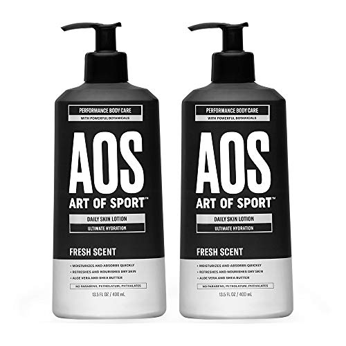 Art of Sport Daily Skin Lotion, Body Lotion for Dry Skin, Daily Moisturizer Repairs with Shea Butter, Aloe Vera, Vitamin B and E, Non-Greasy Feel, Fresh Scent 13.5 oz (Pack of 2)