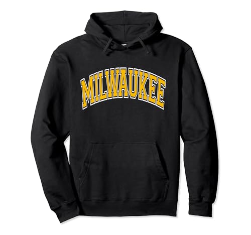 Milwaukee Wisconsin WI Varsity Style Amber Text Pullover Hoodie
