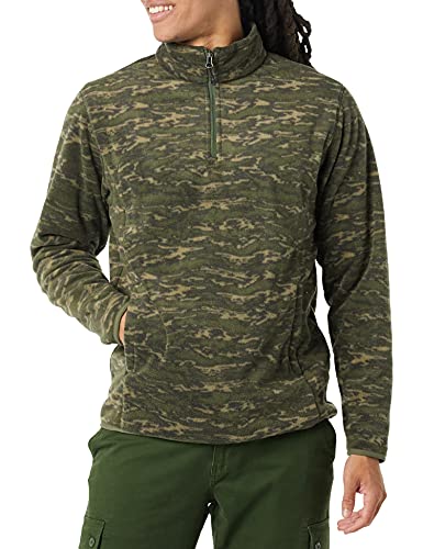 Amazon Essentials Men's Quarter-Zip Polar Fleece Jacket, Dark Green Camo, X-Large