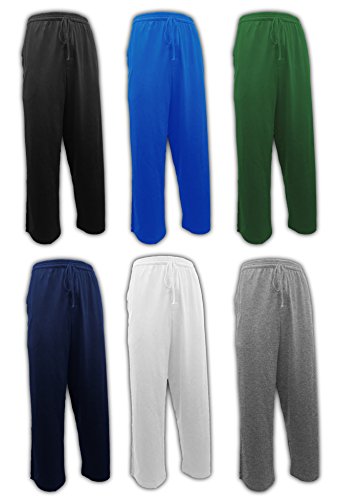Andrew Scott Men's 6 Pack 100% Cotton Jersey Knit Yoga Lounge & Sleep Pajama Pants (6 Pack - Navy/Black/Royal/Hunter/White/Grey, Large)