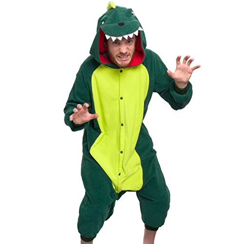 Silver Lilly Dinosaur Costume - Trex Cosplay - Reptile One Piece Pajama (Green, XX-Large)