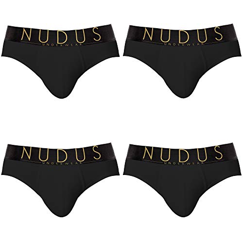 NUDUS Luxury Edition Men’s Underwear – 4-Pack Briefs – Luxury Cotton Underwear – Soft & Lightweight Sexy Underwear with Silk Waistband – Size M