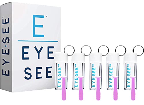 EyeSee Hard Contact Lens Remover and Applicator Solid RGP Plunger w/Keyring Attachment- Allows for Easy Removal/Application of Sclera Contacts - Box of 5 (Pink)
