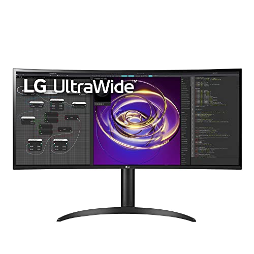 LG 34WP85C-B 34-inch Curved 21:9 UltraWide QHD (3440x1440) IPS Display with USB Type C (90W Power delivery), DCI-P3 95% Color Gamut with HDR 10 and Tilt/Height Adjustable Stand