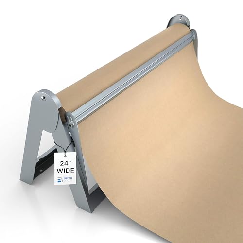 Paper Roll Dispenser and Cutter - Long 24' Roll Paper Holder - Great Butcher Paper Dispenser, Wrapping Paper Cutter, Craft Paper Holder or Vinyl Roll Holder - Wall Mountable
