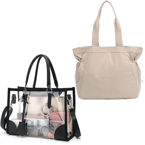 FAIME Clear Tote Bag for Women,18L Side-Cinch Shopper Bag